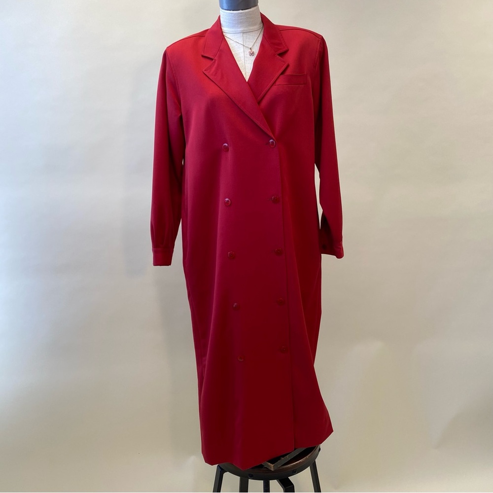 VTG Jos. A. Bank Clothiers Red Long Dress/Duster/Coat 100% Wool Size 10